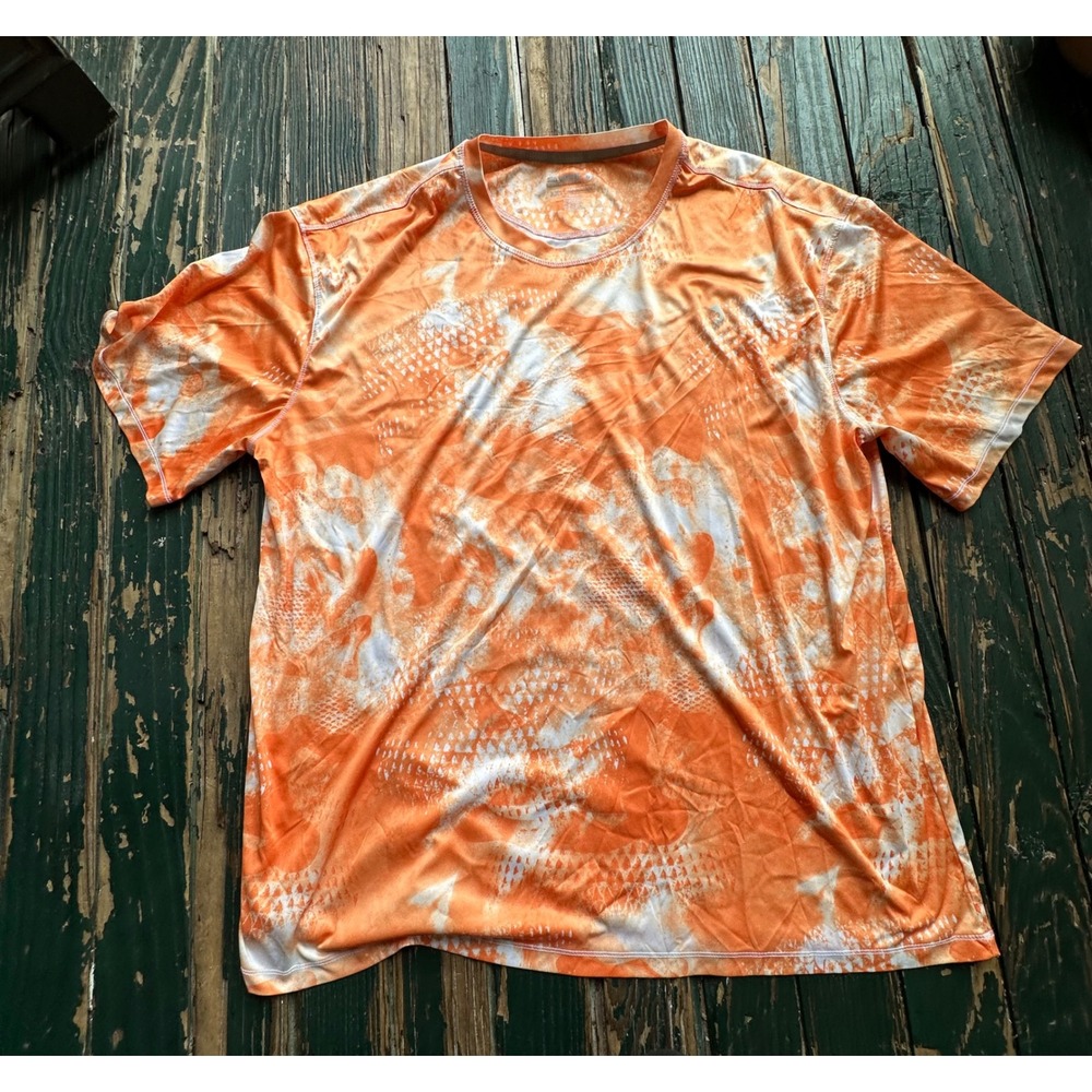 Reel Legends Keep It Cool Mens XXL Orange White Graphic Performance Fishing Tee